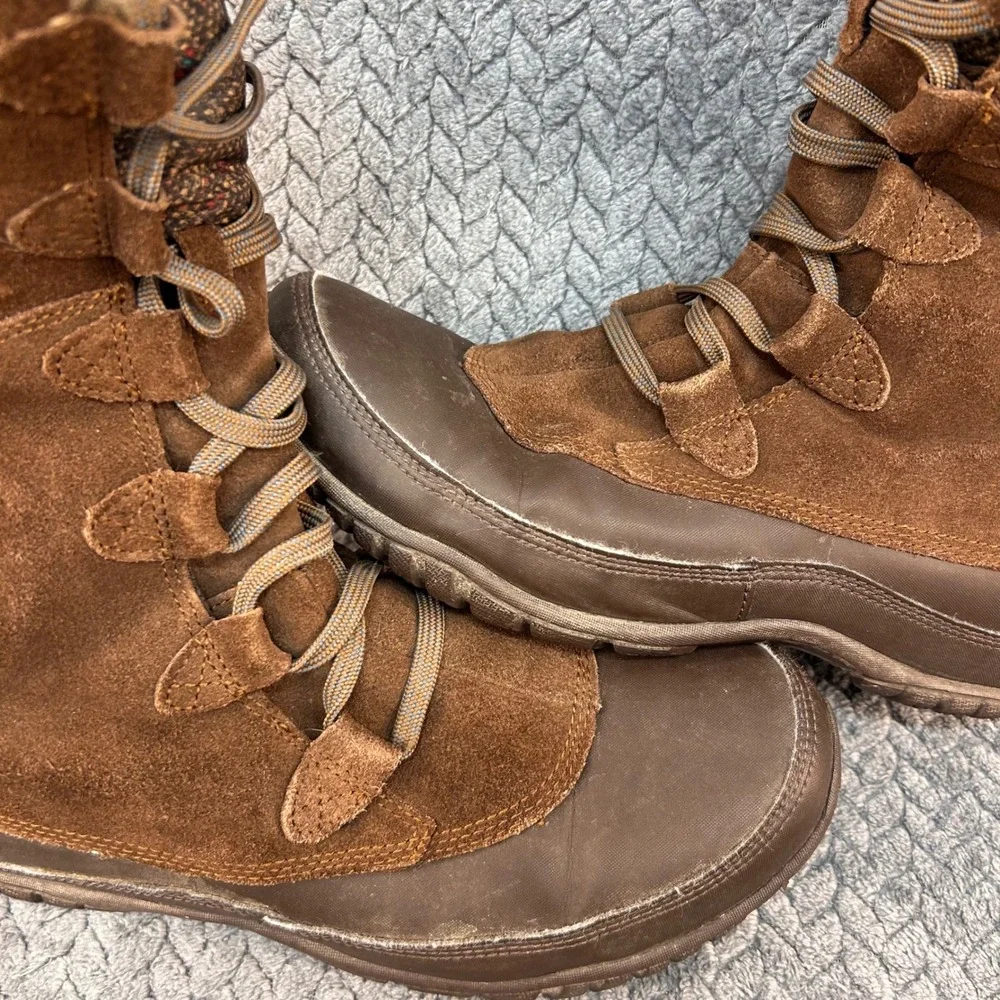 The North Face Speckled Quilted Women Brown Winter Boots PrimaLoft Suede SZ 8